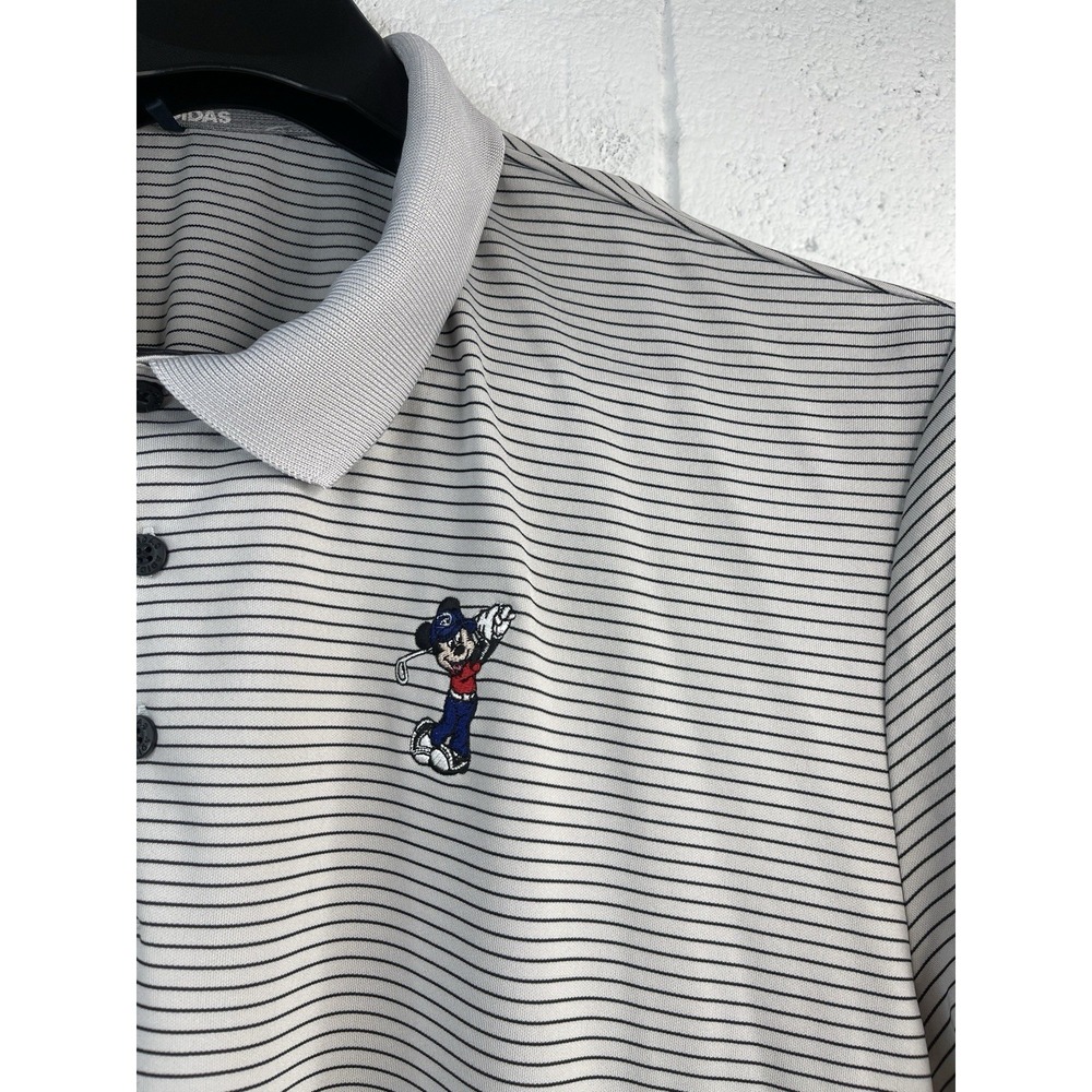 Mickey Mouse Adidas Disney Striped Golf Polo Shirt Men's XXL 2XL Performance - Picture 2 of 7